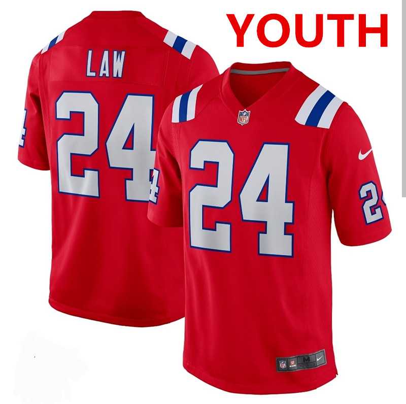 Youth New England Patriots #24 Ty Law Nike Red Alternate Vapor Limited Jersey Dzhi->youth nfl jersey->Youth Jersey